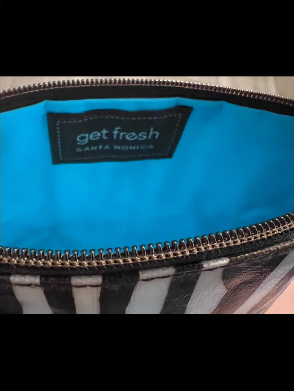Zebra Print Double Wristlet Clutch Set Animal Print Brown White Zipper